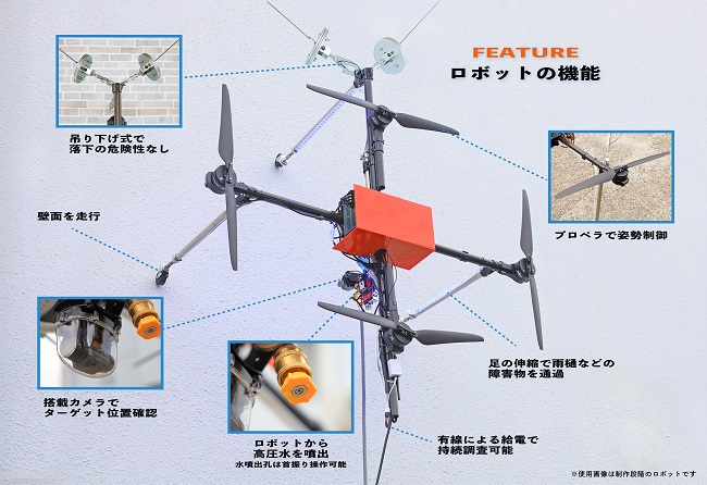 1204seraph3 - セラフ榎本、足場仮設が不要で検査可能な「壁面漏水調査ロボット」開発