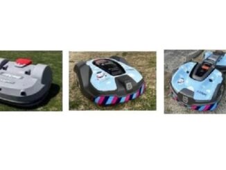 （左から）関西国際空港で導入した「ECHO ROBOTICS」と大阪国際空港で導入の「AUTOMOWER（430X、435X AWD）