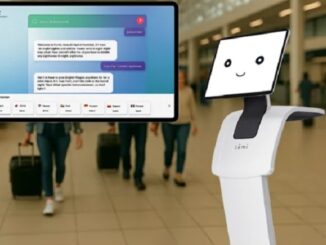 AI搭載の会話型案内ロボットを使った旅客案内のイメージ