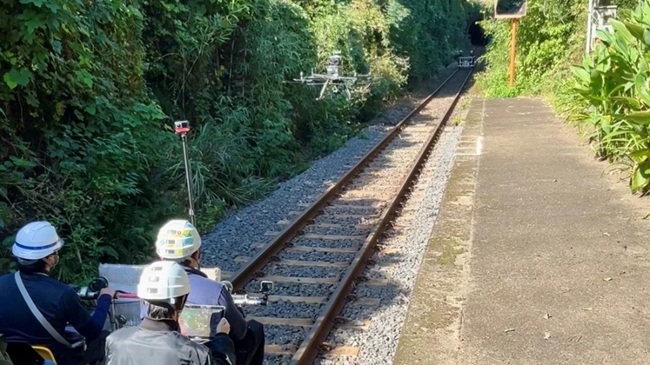 指宿枕崎線でのドローンの現場検証
